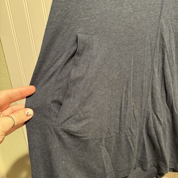 Peruvian Connection Navy Blue Tunic Top Pima Cotton Modal Lagenlook Size Large - Picture 2 of 5